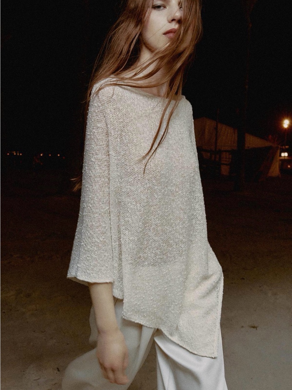 Zara Metallic Thread Asymmetric Cape